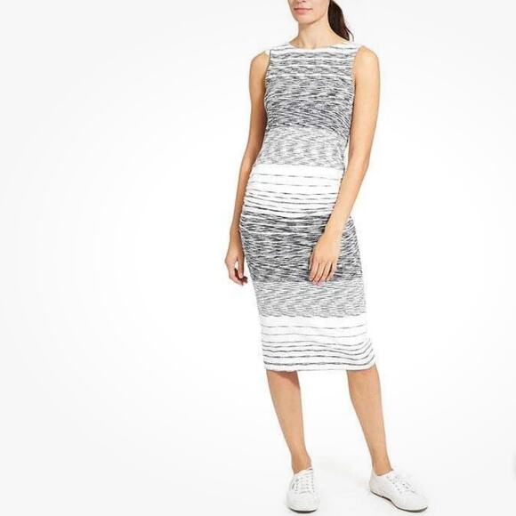 ATHLETA Comeback Striped Ombre Space Dye Ruched Knit Midi Dress Size XS - Picture 9 of 11